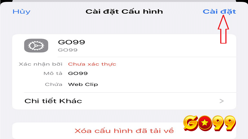 Cài đặt app Go99